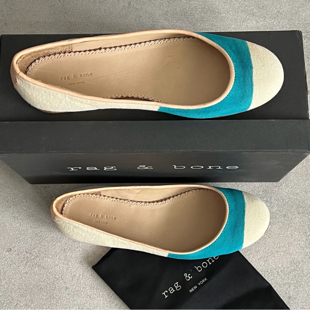 Rag & Bone Hanalei Ballet Flat in Ivory/Turquoise - Picture 3 of 3